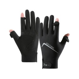 MEPOKI Men's Summer UV Protection Gloves, Thin UPF50+ (Mesh Palm Ventilation Design, Won't Get Wet Even In Summer), Comfortable Touch Cool Feel Even In Hot Seasons, 2 Finger Out Design, Touch Panel