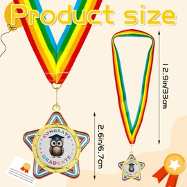 Kindergarten & Preschool Graduation Medal with Rainbow Neck Ribbon for Graduation Award Medallion, Party Gift