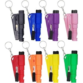 8 Pcs Car Window Breaker Tool Keychain,3 in 1 Glass Breaker and Seatbelt Cutter & Survival Whistle, Emergency Keychain Car Escape Tool Applicable to All Cars, Car Accessories