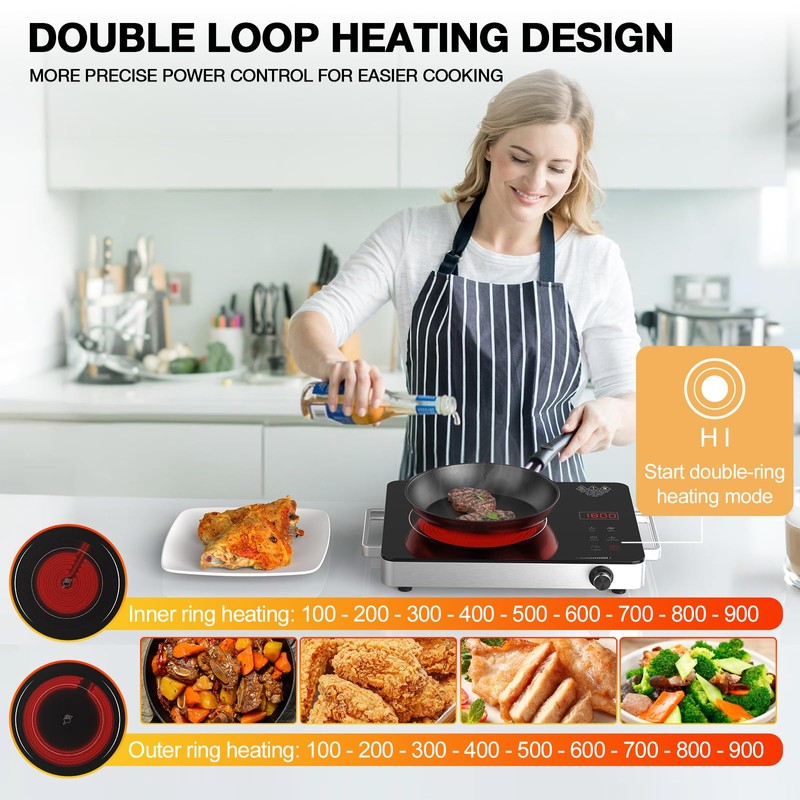 Electric Cooktop,Portable Electric Cooktop 1800W Single Burner Stove with Plug,Hot