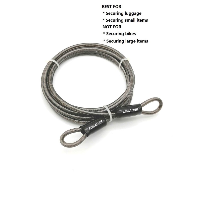 LORADAR 4mm Thick（5/32"） 7FT,15FT,30FT Braided Steel Coated Thin Security Cable