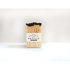 Made Market Co. Safety Matches Refills | Approx. 100 3.5” Wood Colored Tip Matchsticks for Candle & Decor | Includes Striker For Placement | 26 Color Options (Black)