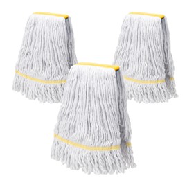 KeFanta 3 Pack Heavy Duty Commercial Mop Head Replacement,Wet Industrial Cotton Looped End String Mops Refill for Floor Cleaning,Yellow