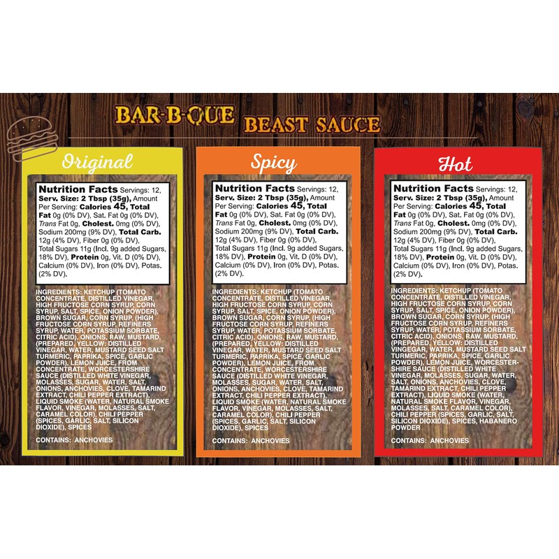 Bar-B-Que Beast BBQ Sauce, 3 Variety Pack, Flavors - Original,