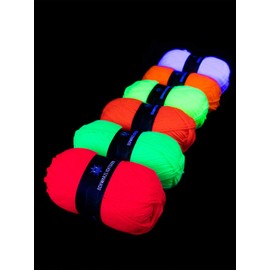 Psywork 6 Pack of 50 g Black Light Mixed Neon Wool - Knitting Yarn