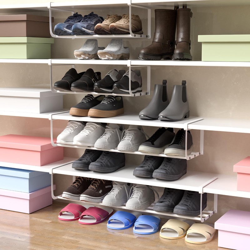 CroBlissful 4 Pcs Expandable Shoe Rack Organizer for Closet 16.5-31.5