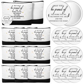 Paterr 10 Sets Employee Appreciation Gifts Bulk for Women Makeup Bags with Zipper and Mini Compact Mirrors for Teacher Nurse (May You)
