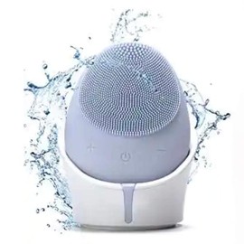 Silicone Facial Cleansing Brush with Ultrasonic Vibration - Color: Pink