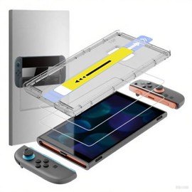 ZuzongBaoYou Spezieller Schutzfolien Positionierer Für Switch 2, Hd Transparente Switch 2 Panzerglas, Mit 2,5d Design Mit Großem Radius, Sturz- Und Kratzfest, Inklusive Reinigungsset