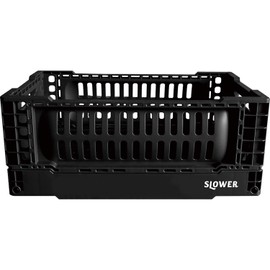 SLOWER SLW156 FOLDING CONTAINER Bask Storage Case, Folding Container Box, Stacking, Storage Box, Black, S Size