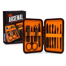 Nail Clippers for Men, 10-Piece Set - The Arsenal Ultimate Men's Grooming Kit by Wild Willies, Multi-Purpose Manicure, Pedicure & Facial Tools Include Nail Clippers, Scissors, Tweezers & Blackhead Rem