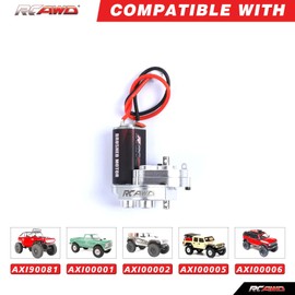 RCAWD SCX24 Motor and Transmission Upgrades 050 55T Carbon Brushed Motor & Metal Gearbox Combo Transmission Parts #AXI31608 for Axial 1/24 Silver