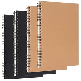 Songaa Spiral Notebook, [4 Pack] A5 Size College Ruled Spiral Notebook, PP Hardcover Spiral Notebook Ruled Lined Journal Notebook Bulk, 60 Sheets / 120 Pages Spiral Bound Notebook (5.7"x 8.3")