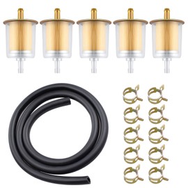 Gmailmall 5/16 Inch Fuel Hose Kit - 1 Metre Diameter 8 mm Fuel Line + 5 Pieces 8 mm Fuel Filter + 10 Pieces Hose Clamps for Car Motorcycle Scooter