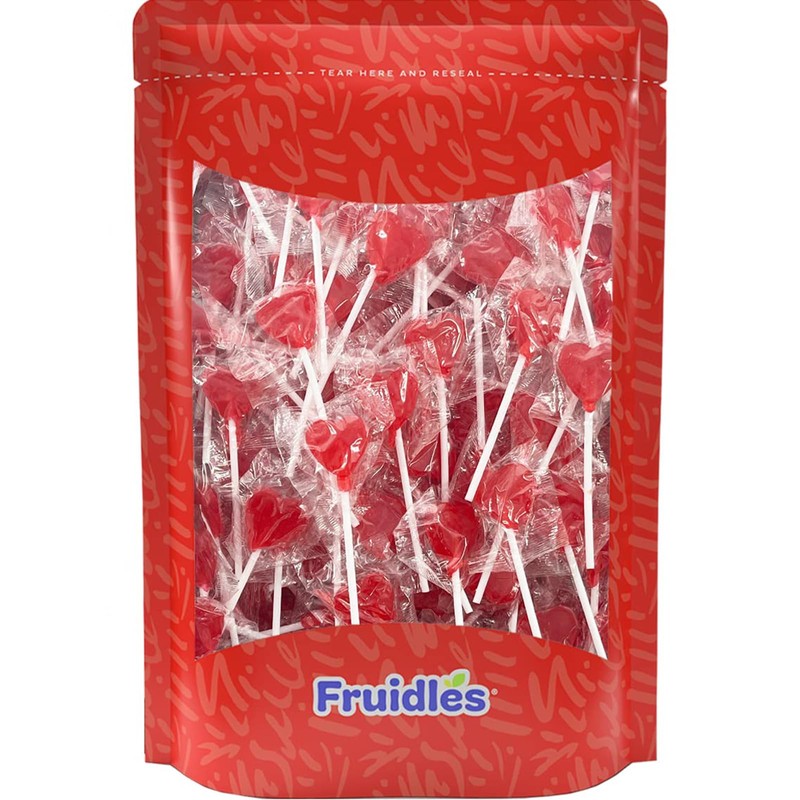 Fruidles Lollipops Mini Heart Shaped Flavored Delicious Lollipop, Individually Wrapped,