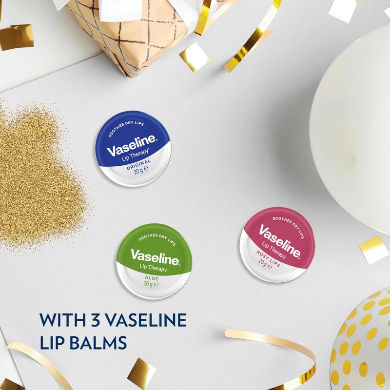 Vaseline Lip Treat Collection Gift Set with Original, Rosy Lips