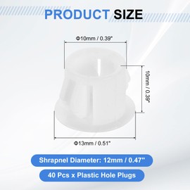 uxcell 40Pcs Plastic Hole Plugs, 10mm(3/8") Flush Type Panel Plugs, Round Snap Knockout Locking Plugs for Furniture Insert End Caps Panels, White