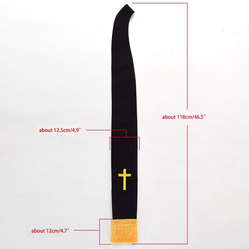 BLESSUME Estola reversible para pastor de iglesia, Blanco y Negro