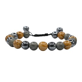 Amazing Gemstone New Beginnings Manifestation Bracelet - Yellow Jasper Pyrite Hematite Bracelet Set for Men Women Healing Calming Anxiety Stress Relief Gifts Pulseras Para Hombres Mujer (Adjustable)