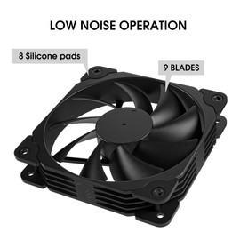 Vetroo 3 Pack Black 120mm PC Case Fans High Airflow Low-Noise High Performance Fan Speed at 1200 RPM 12V 3PIN Connector Compatible with Desktop Computer case