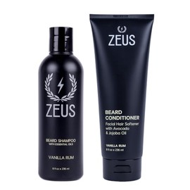 ZEUS Beard Shampoo and Conditioner Set for Men, Vanilla Rum