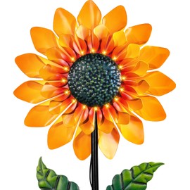 Sunflower Solar Wind Spinners for Yard and Garden - 52" Metal Windmill Ligths with LED Wind Sculptures with Stake for Lawn Patio Decor