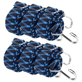 Bungee Cords with Hooks Heavy Duty 6 Pack 1M Long Bungee Straps Elastic Rope Luggage Flat Bungee Straps for Bike Luggage Rack Tarp Camping Tent Car Roof Rack Fixings