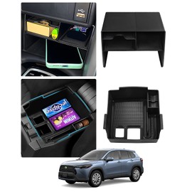 Karltys - Bandeja organizadora de consola central para Toyota Corolla Cross 2022-2025 (no para cargador inalámbrico QI/Corolla), caja de almacenamiento con soporte antideslizante