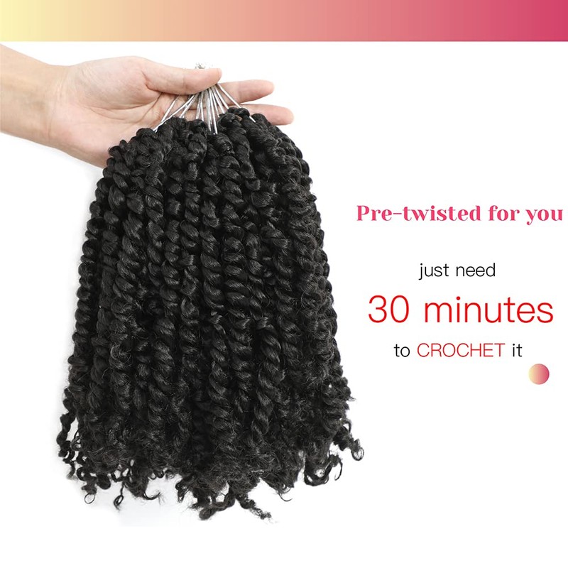 BOHOBABE Pre-twisted Passion Twist Crochet Hair 10 Inch Short Pre-looped