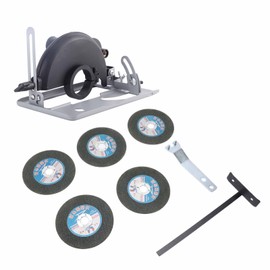Angle Grinder Cutting Bracket Protective Cover Adjustable Mill Shield Accessories with Guide Gauge and 5 Metal Saw Blades