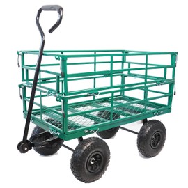 with a Four-Wheeled Trailer with a Double-Deck Detachable Side, The Steel Multifunctional Heavy-Duty net car can be Used in Farms, Warehouses and Other Places.
