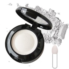 Shimmering White Eyeshadow with Long-lasting, Sweatproof Formula - High Pigment Pressed Powder for Performance - Includes Brush - Single Shade