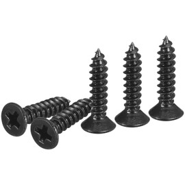 DTGN 100Pcs #4x1/2" Flat Head Wood Screws, 304 Stainless Steel Phillips Self Tapping Screws - Good for Woodworking, Furniture - Black