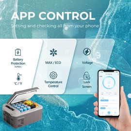 EUHOMY 12 Volt Refrigerator, 11 Quart (10L) Compressor Electric Cooler APP Control, Car Fridge 12/24V DC & 120-240V AC, Car refrigerator -4℉~68℉, Portable Freezer for RV, Camping, Travel