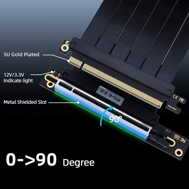 BTBcoin PCIe 3.0 x16 Riser Cable 200mm - RTX 3070/3060/GTX