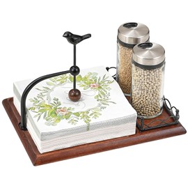 Tocemei Napkin Holder for Table with Unique Bird - shaped Design, Napkin Holder with Salt and Pepper Shakers Storage (Shakers Not Included), Wooden Base, Iron Build.Ideal for Outdoor Use and Kitchens