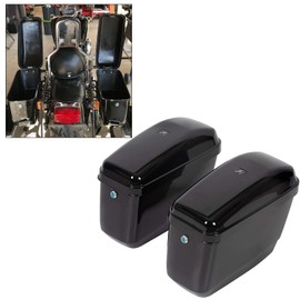 KUAFU Motorcycle Hard Saddlebags 45L W/Mount Brackets Compatible With Harley Yamaha Honda Shadow Kawasaki Vulcan VN Dyna V-Rod Vstar 650 VTX 1100 1300 Boulevard C50 Virgo 1100 Glossy Black