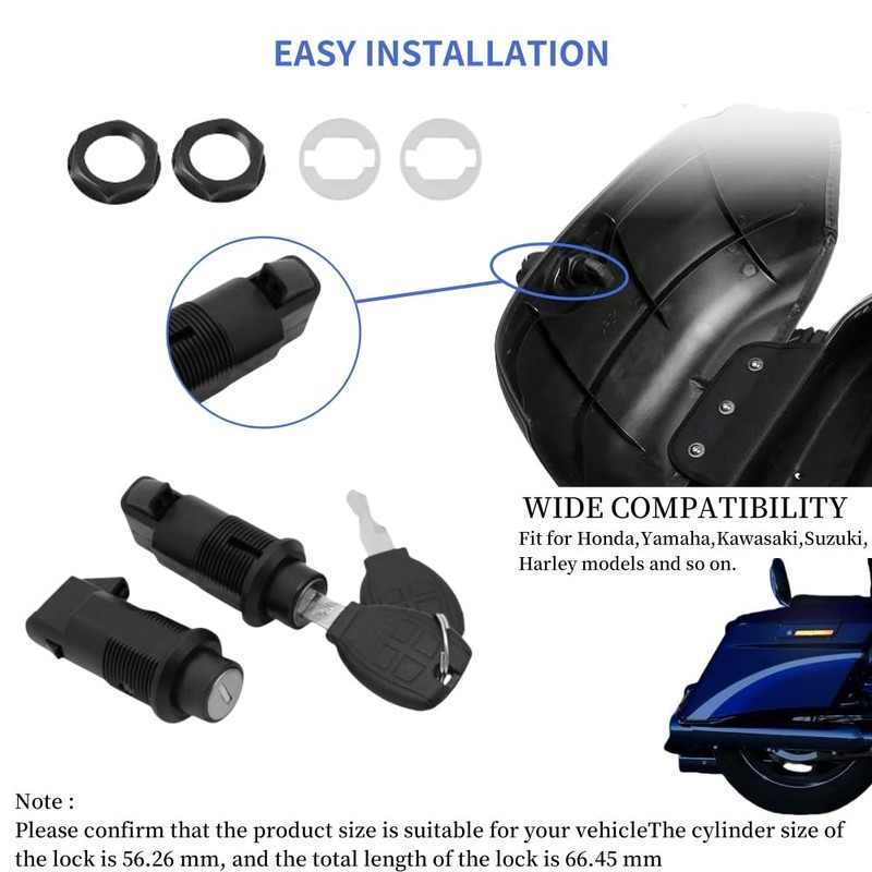 2 Keys Saddlebag Lock Set,Universal RS Lock Set, Hard Bag