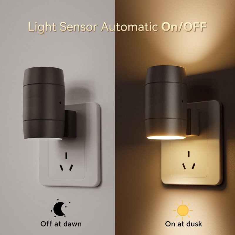 2 PCS Rotatable LED Night Light, Plug-in, Fit Horizontal/Vertical Outlets,with