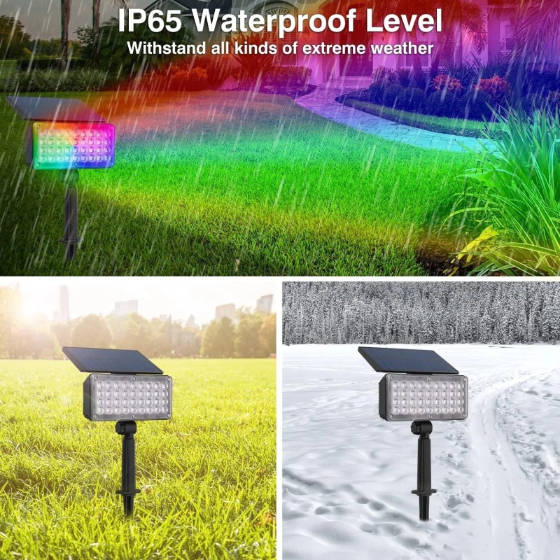 T-SUN 2Pack Solar 36-LED RGB Color Changing Spotlight Outdoor Garden