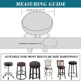 Stool Covers Round,2 Pack Stretch Waterproof PU Round Bar Stool Covers Removable Bar Stool Seat Covers Washable Bar Stool Covers Round Barstool Covers with Elastic Bands for 13-18 Inch Lighjt Gray