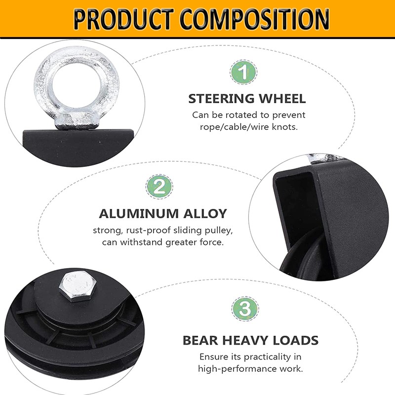 Cable Pulley 4.36 in 360 Degree Rotation Traction Silent Smooth