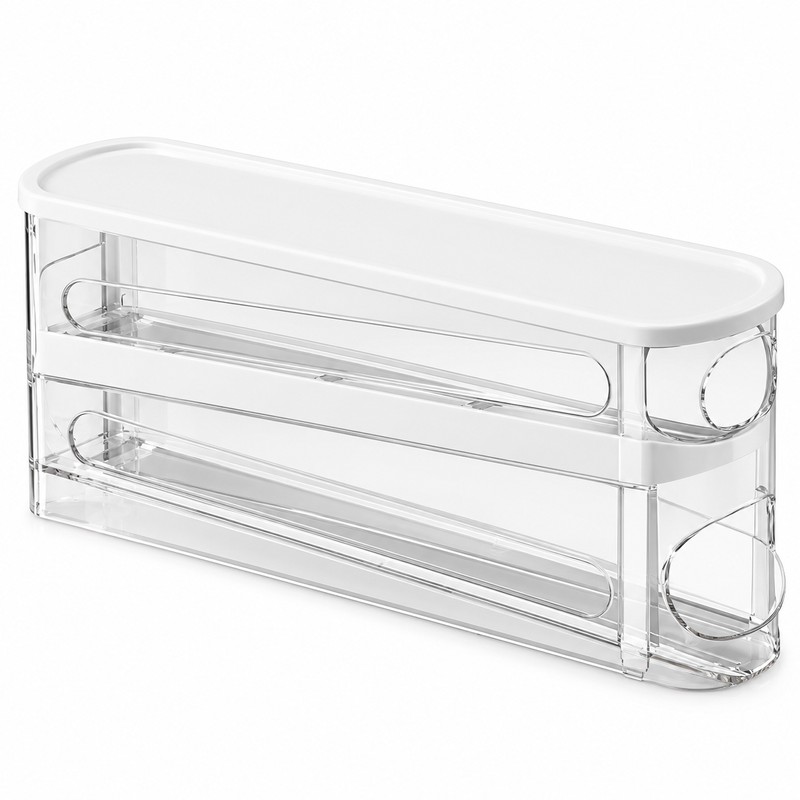 Automatic Rolling Egg Holder for Refrigerator Storage – 2-Tier Space-Saving