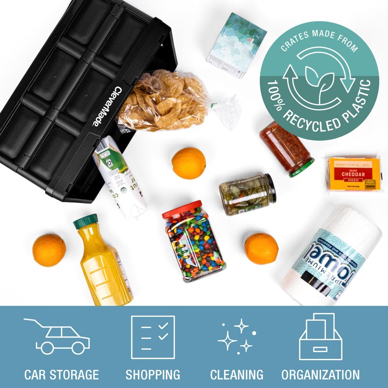 CleverMade Collapsible Storage Bins with Lids - Obsidian 3-Pack 32L