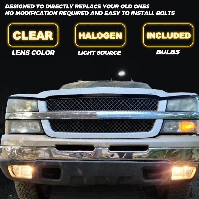 HECASA Pair Bumper Fog Lights Compatible with 2003-2007 Chevy Silverado