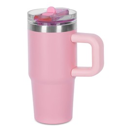 14 oz Tumbler for kids with Detachable Flip Straw Lid and handle, 100% Leak Proof 14 oz mini cup, Stainless Steel Vacuum Insulated Tumbler, Wide Mouth Easy to Clean, Keep Cold or Hot (Pink)