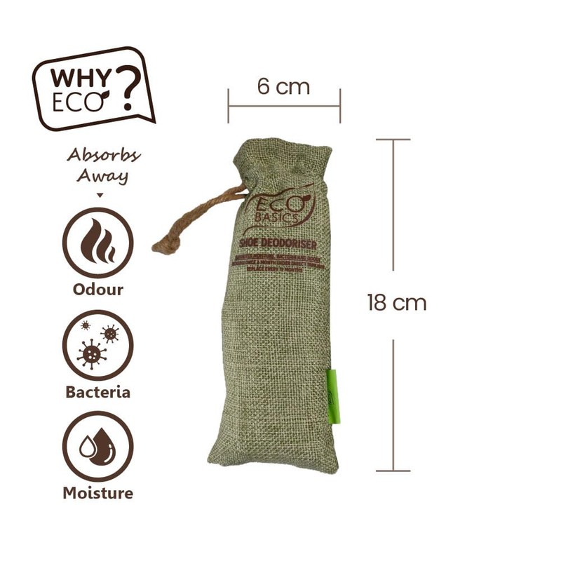 Eco Basics Shoe Deodoriser Twin Pack – 18x6x4 cm. Bamboo