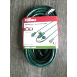 Hyper Tough med Duty Extension Cord 25 Foot Green with 3 inline outlets
