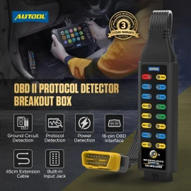 AUTOOL OBD2 Breakout Box OBDII Protocol Detector Car 16-Pin CAN Power/Ground Detector