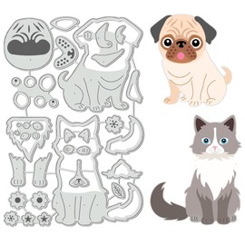 BENECREAT Pet Dog & Cat Cutting Dies, Big Pug Muppets Carbon Steel Embossing Tool Die Cuts Metal Templates for DIY Scrapbooking, Greeting Card, Decorative Embossing